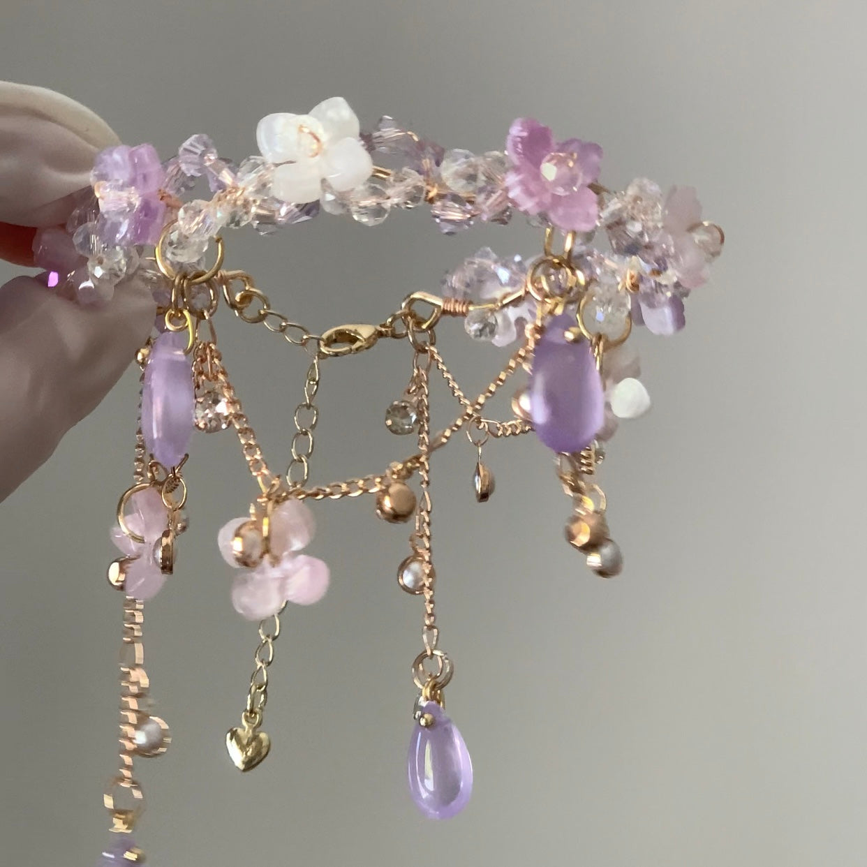 Purple Hydrangea Tassel Bracelet