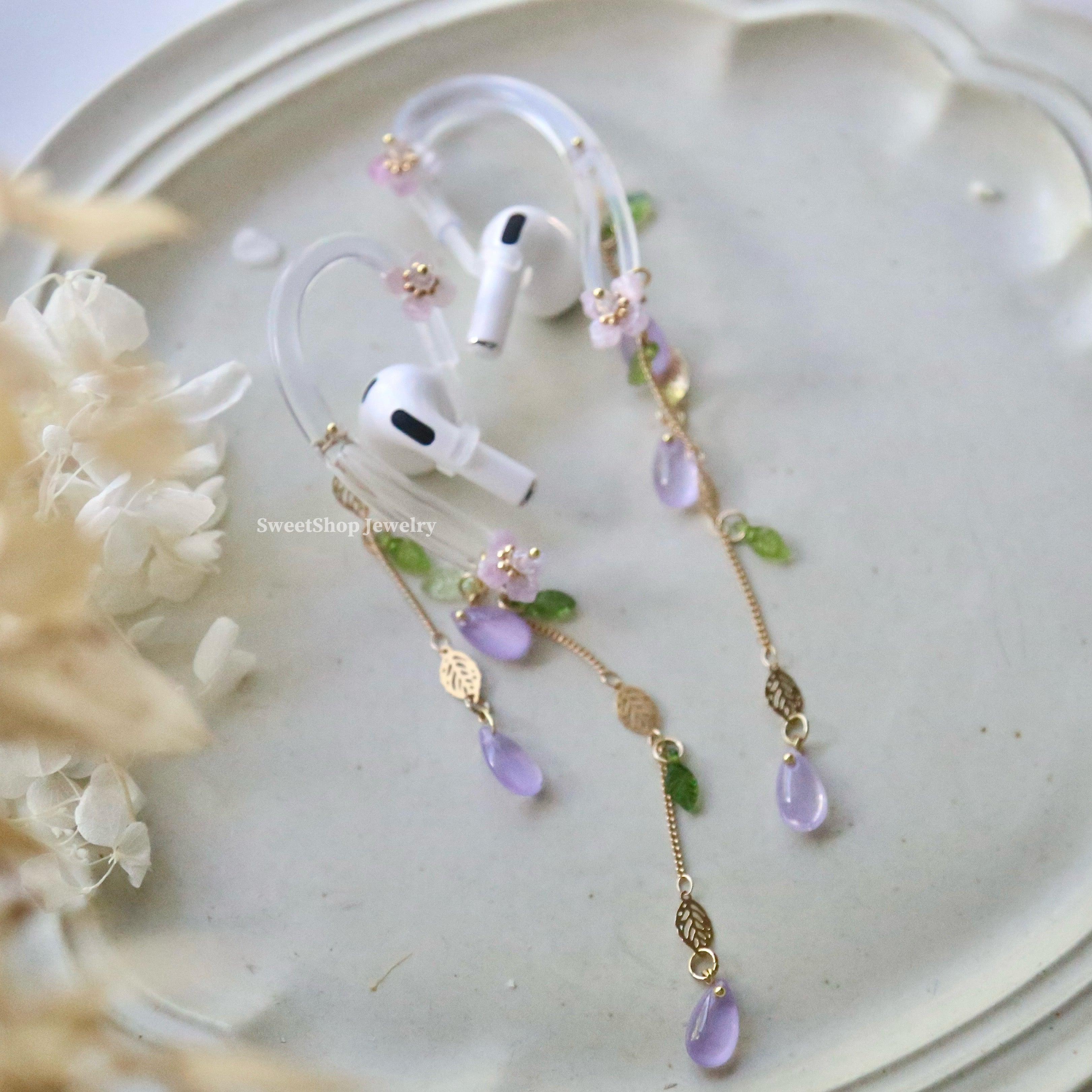 Purple Hydrangea AirPods Jewelry