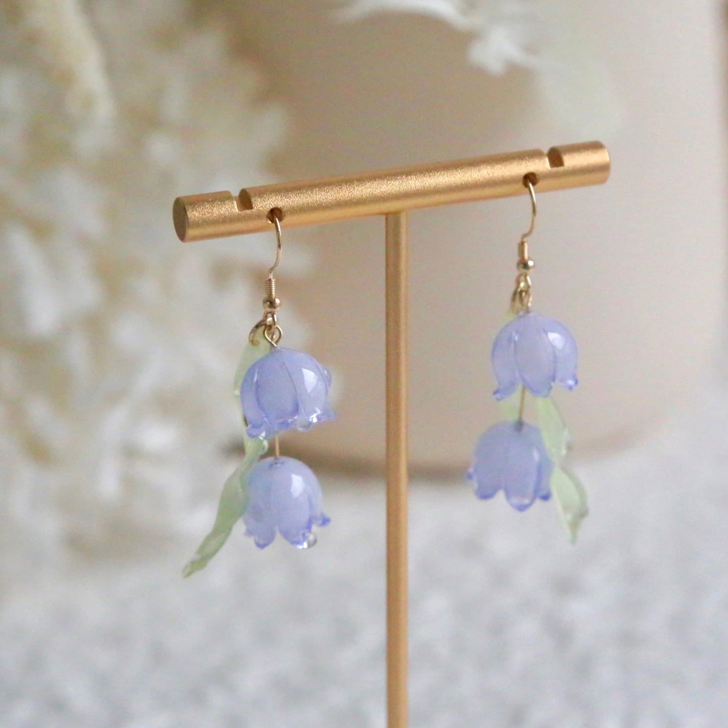 Shrink Plastic Lily of The Valley Earrings Light Pink Ear Wires