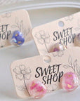 Real Flower Resin Stud Earrings
