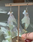 Green-Purple Calla Lily Butterfly Earrings