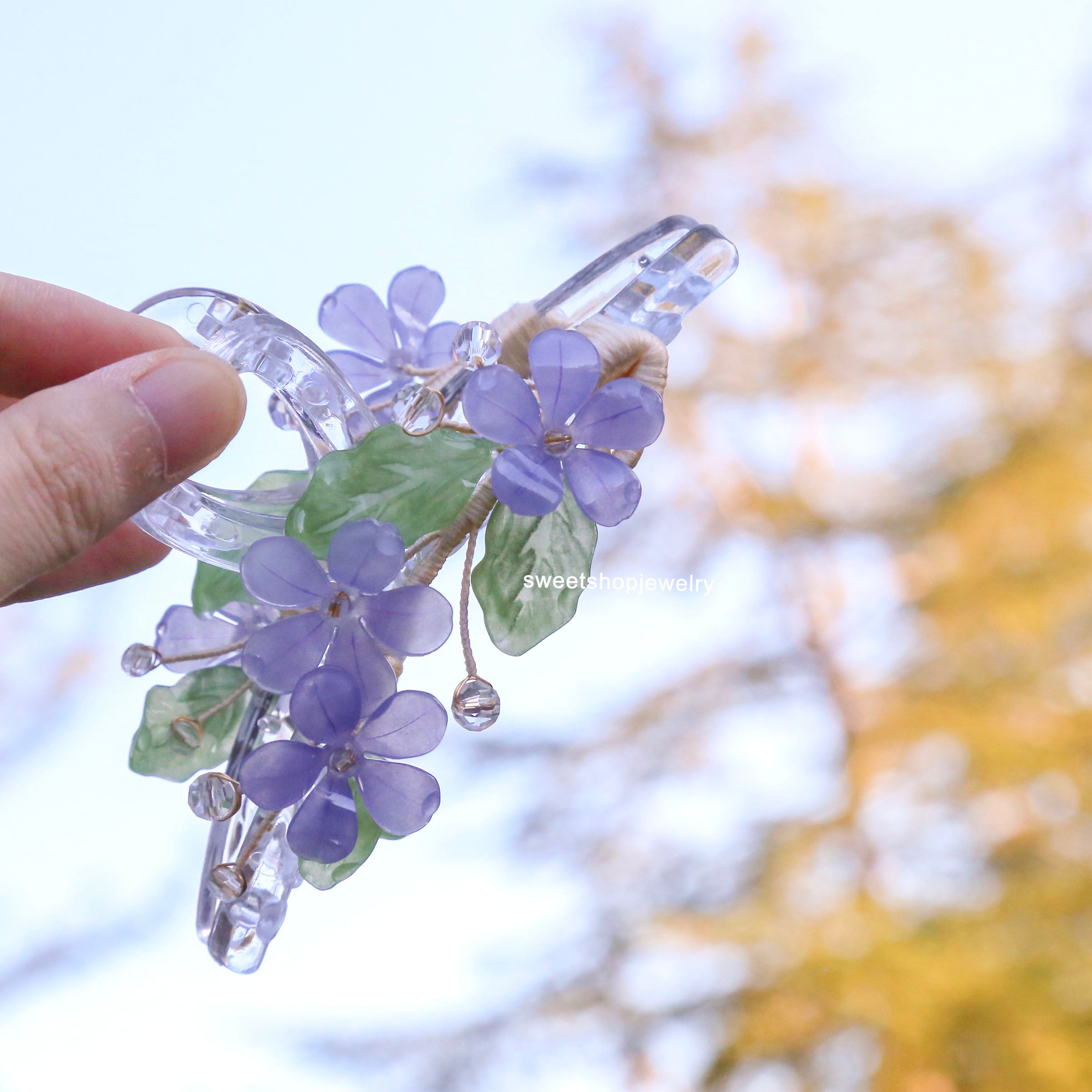 Blue Plumbago Hair Claws