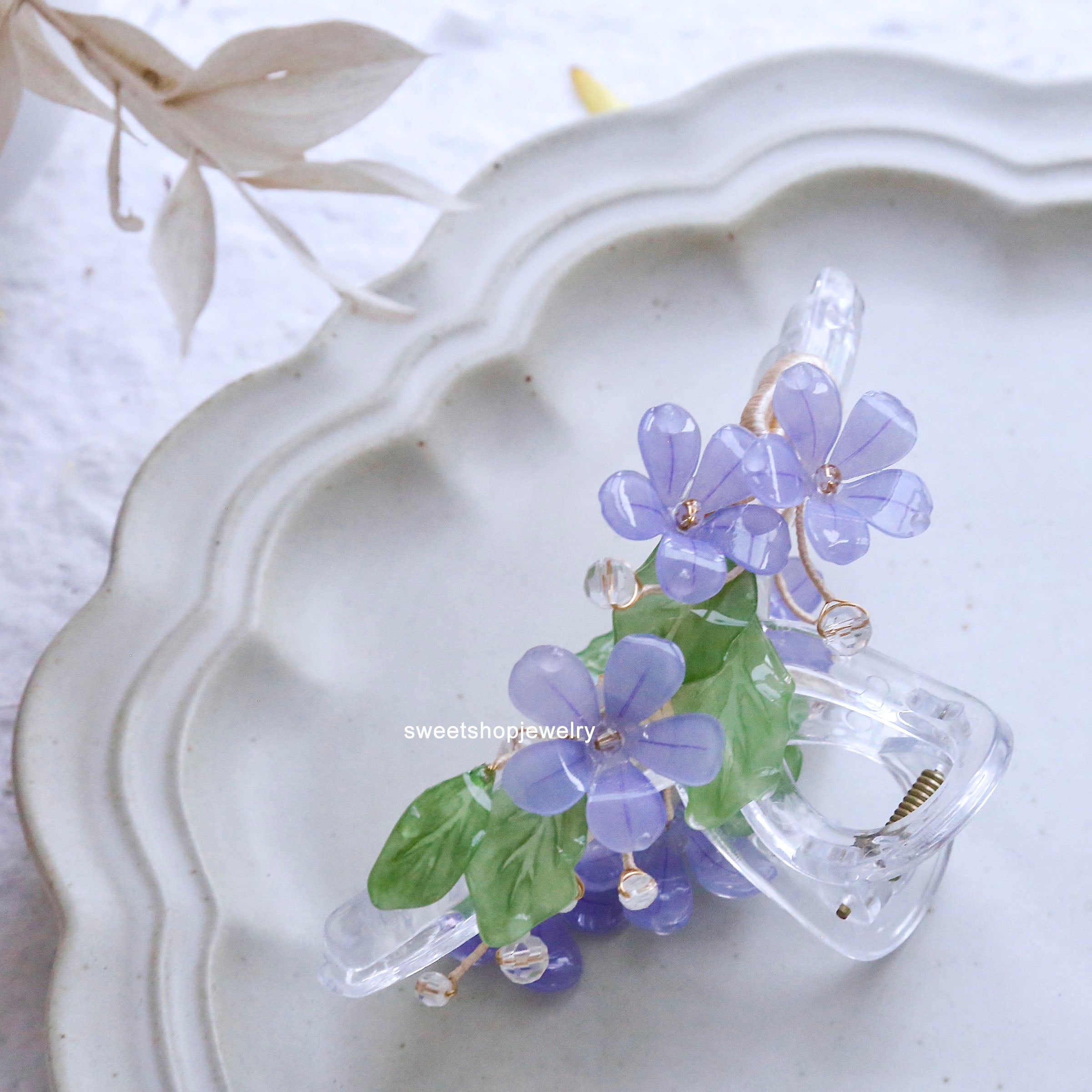 Blue Plumbago Hair Claws