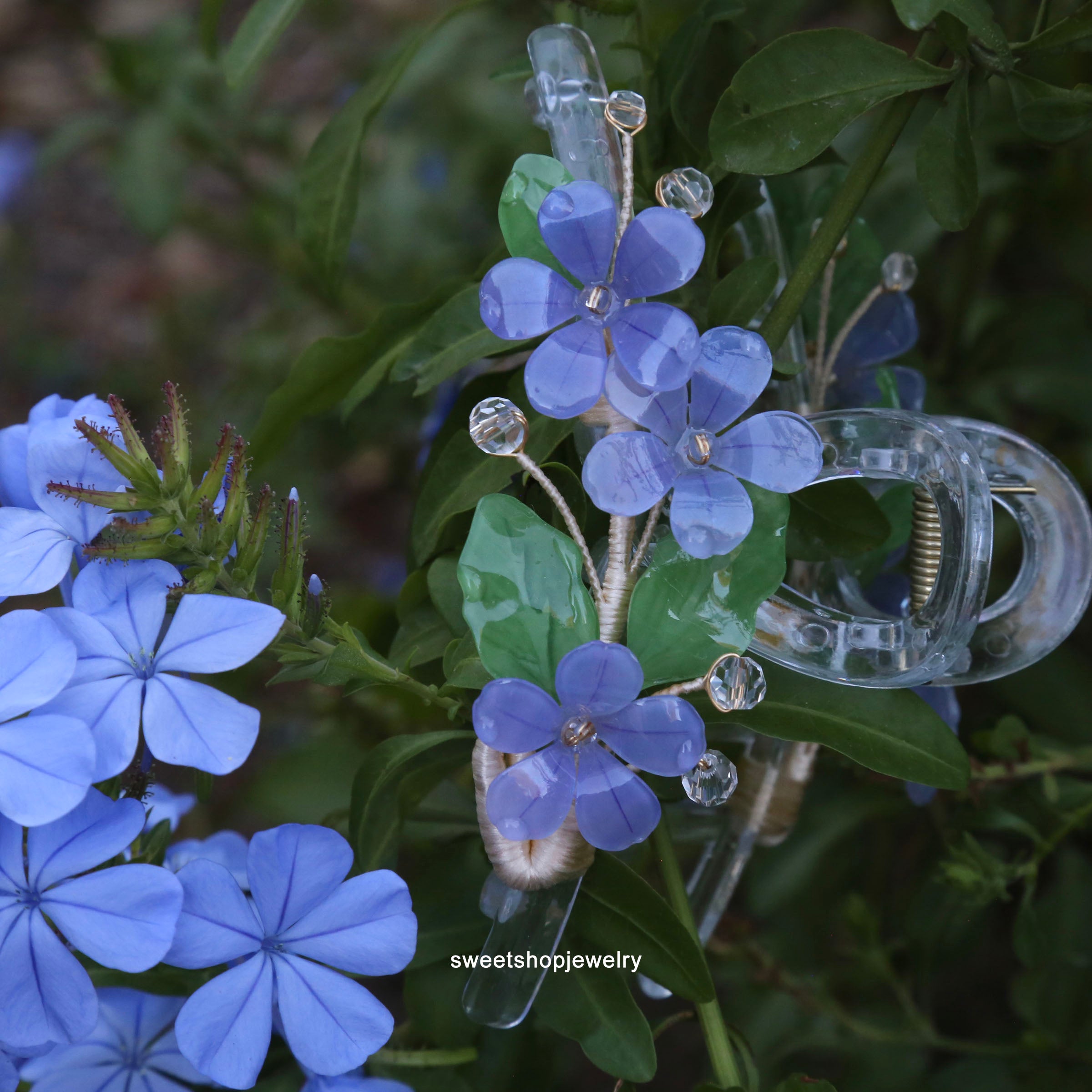 Blue Plumbago Hair Claws