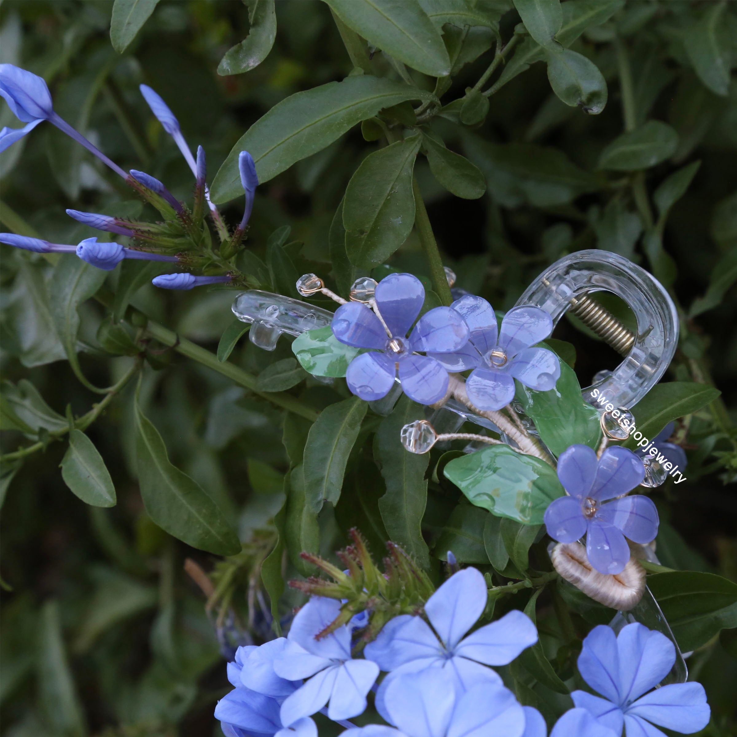 Blue Plumbago Hair Claws