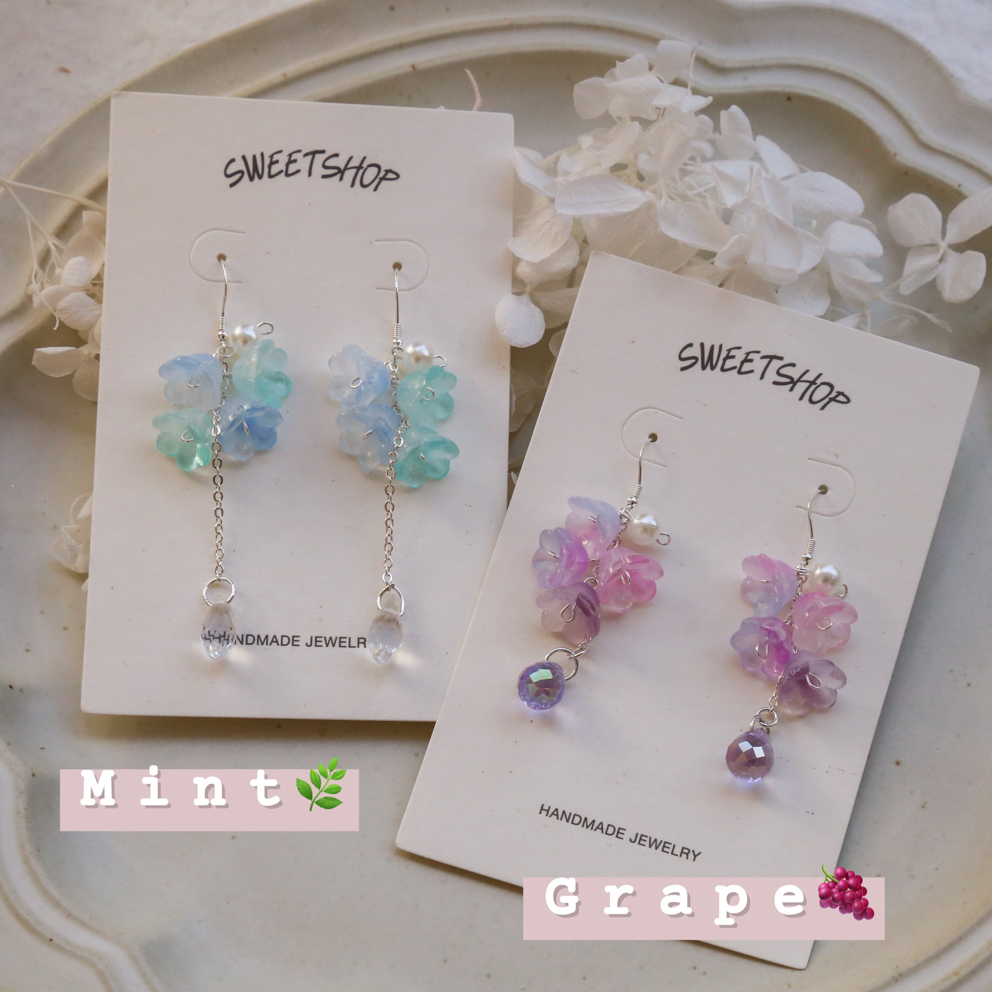 Shrink Plastic Lily of The Valley Earrings Light Pink Ear Wires