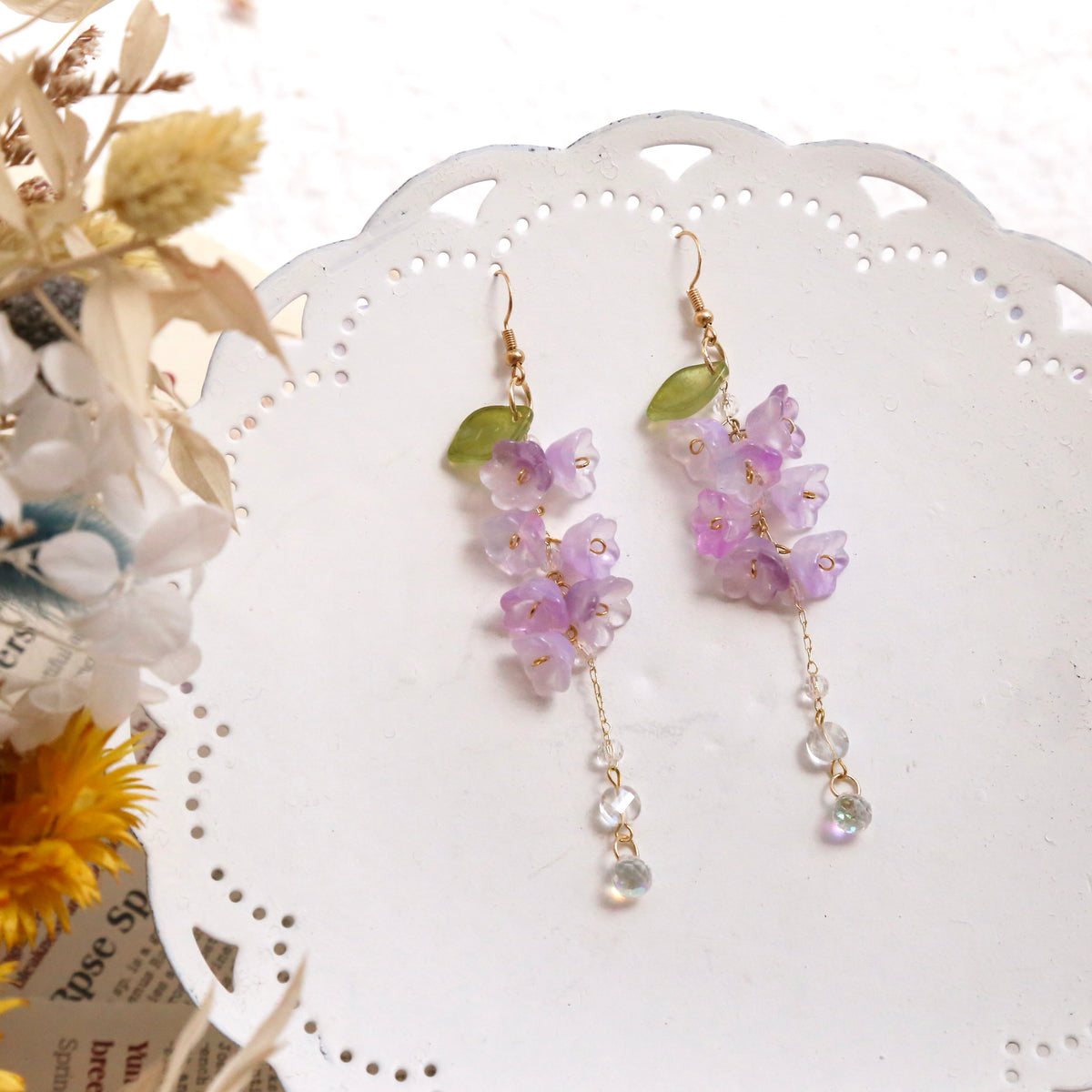 Wisteria Earrings（Pearls/Kyanite) fashion