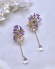 SALE - Resin Purple Iris Flower Earrings