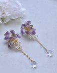 SALE - Resin Purple Iris Flower Earrings