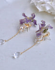 SALE - Resin Purple Iris Flower Earrings