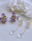 SALE - Resin Purple Iris Flower Earrings