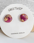 Real Flower Resin Stud Earrings