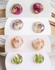 Real Flower Resin Stud Earrings