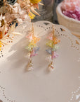 Rainbow Flower Pearl Earrings