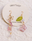 SALE - Resin Butterfly Chained Asymmetric Earrings