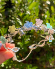 Colorful Flower Bangles - Silver