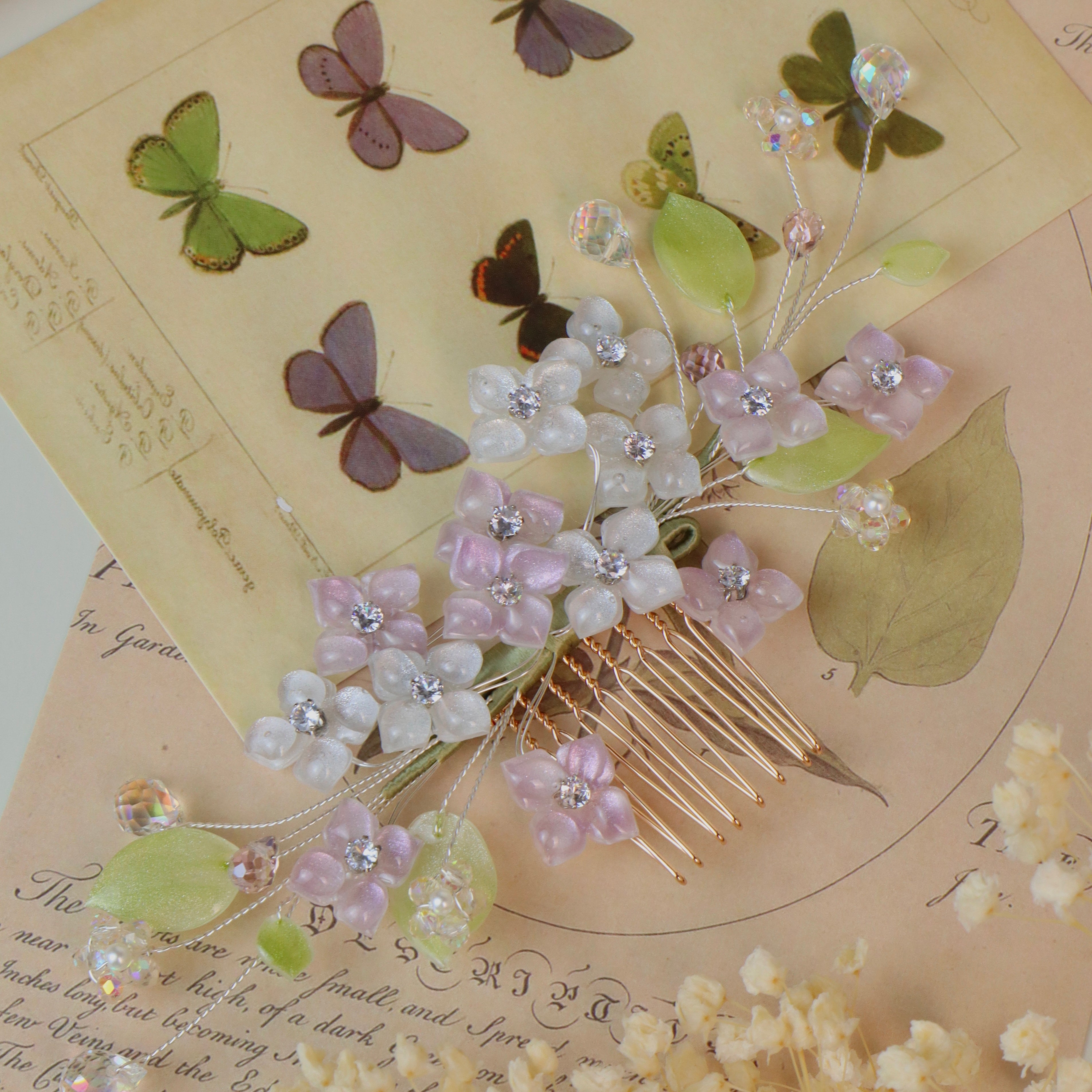 Custom – Hydrangea Floral Hair Comb