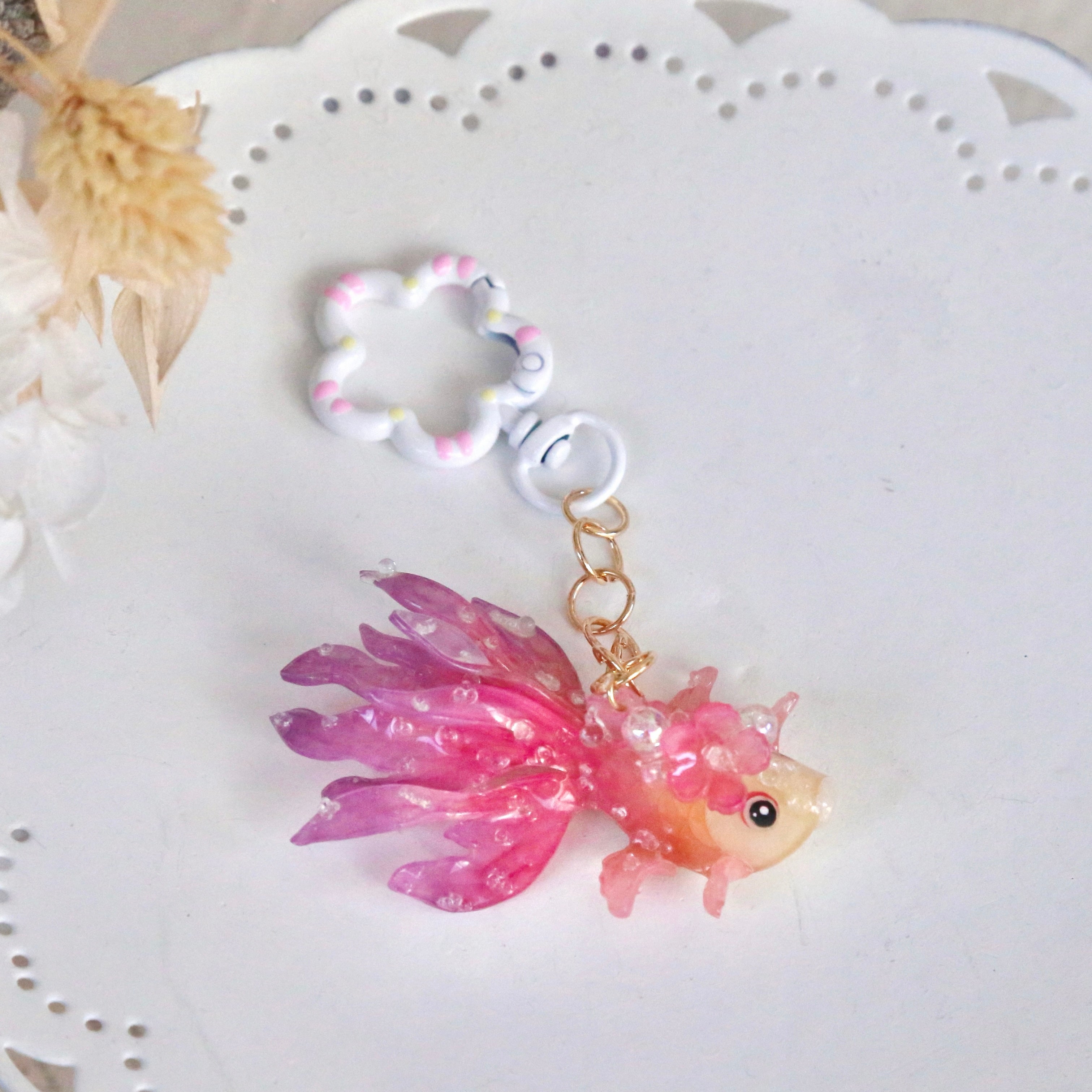 Goldfish Flower Key Charms