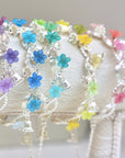 Colorful Flower Bangles - Silver