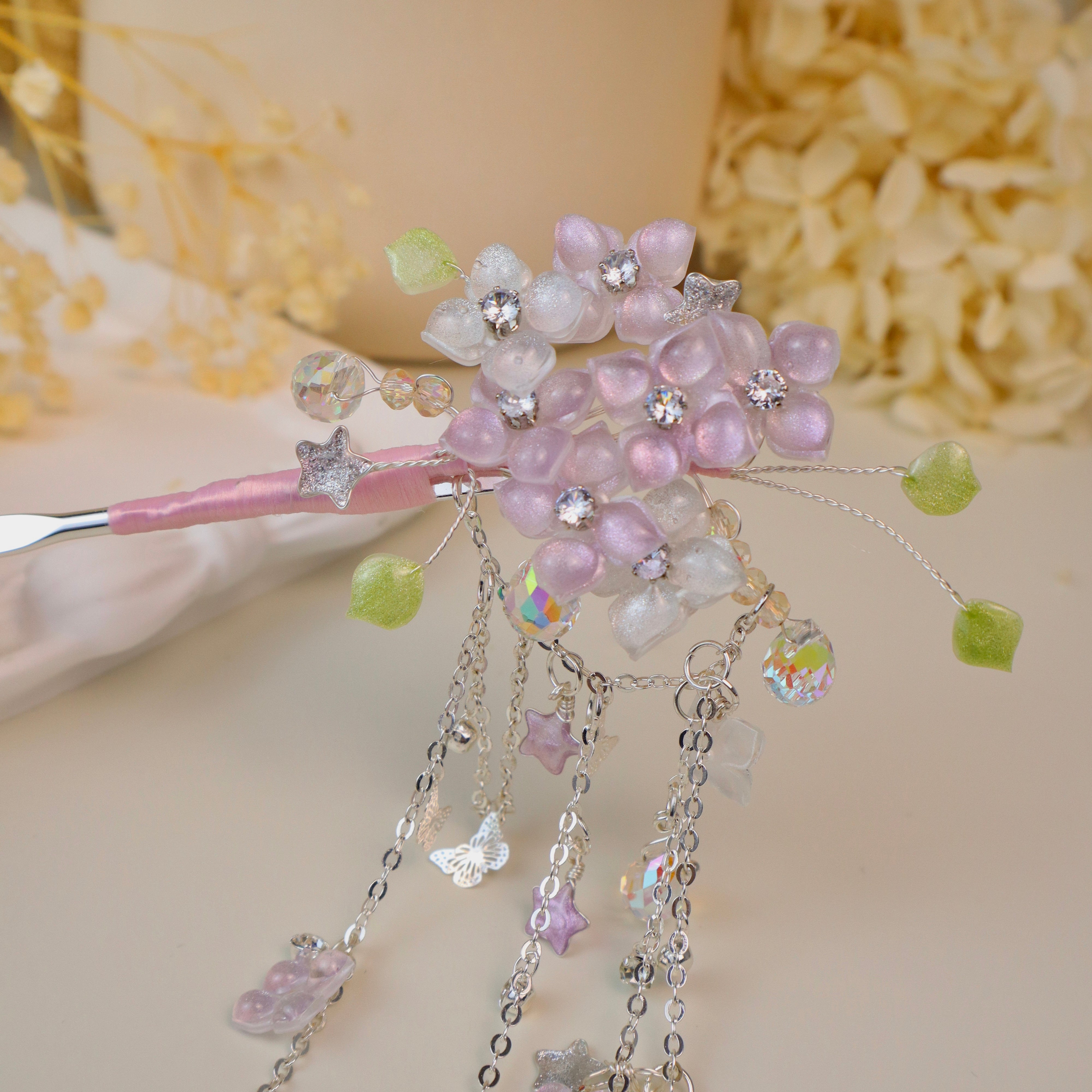 Custom - Hydrangea Tassel Hair Stick