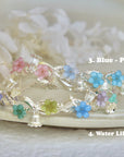 Colorful Flower Bangles - Silver