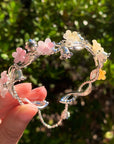 Colorful Flower Bangles - Silver