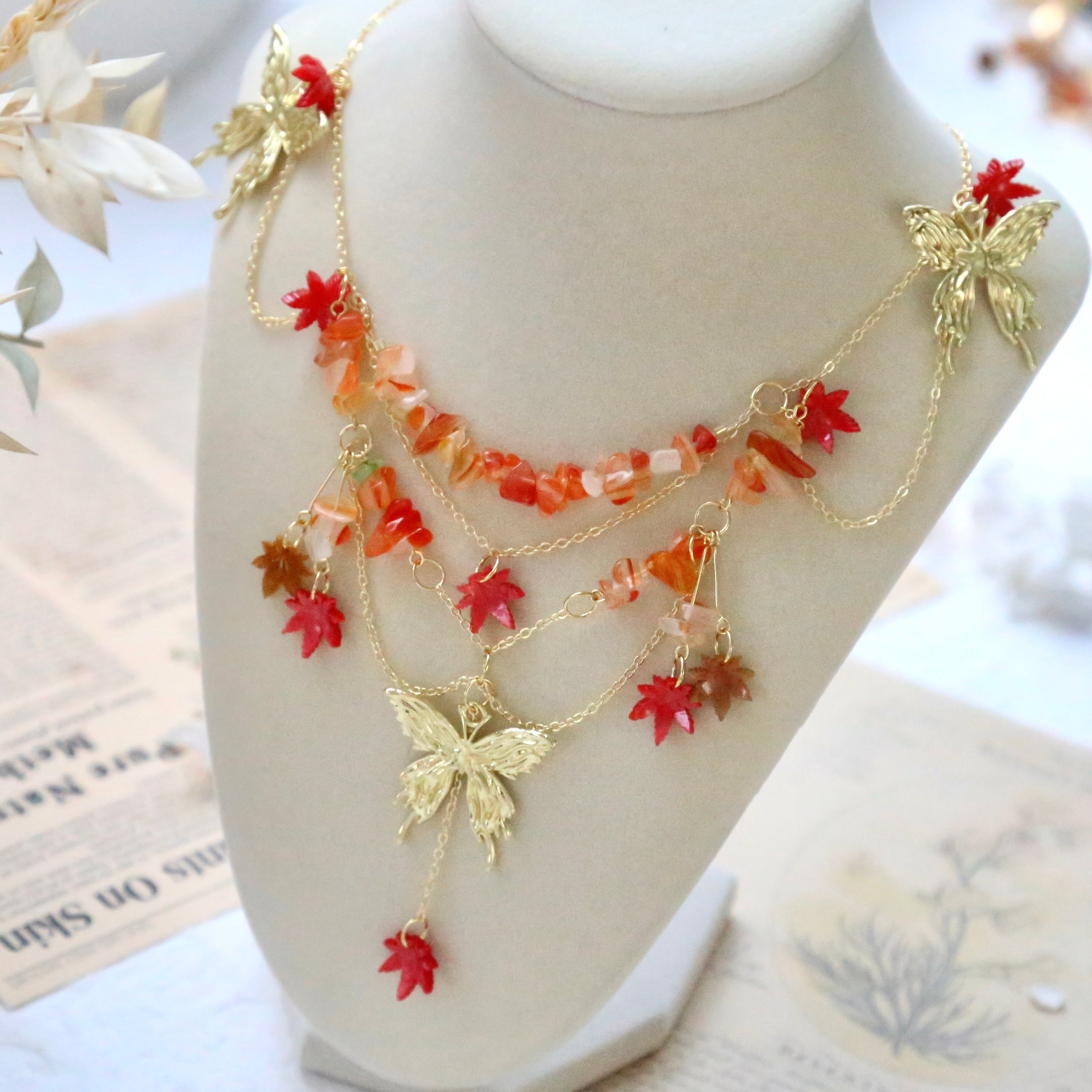 Frosty Fall good Foliage Necklace and Earring Set