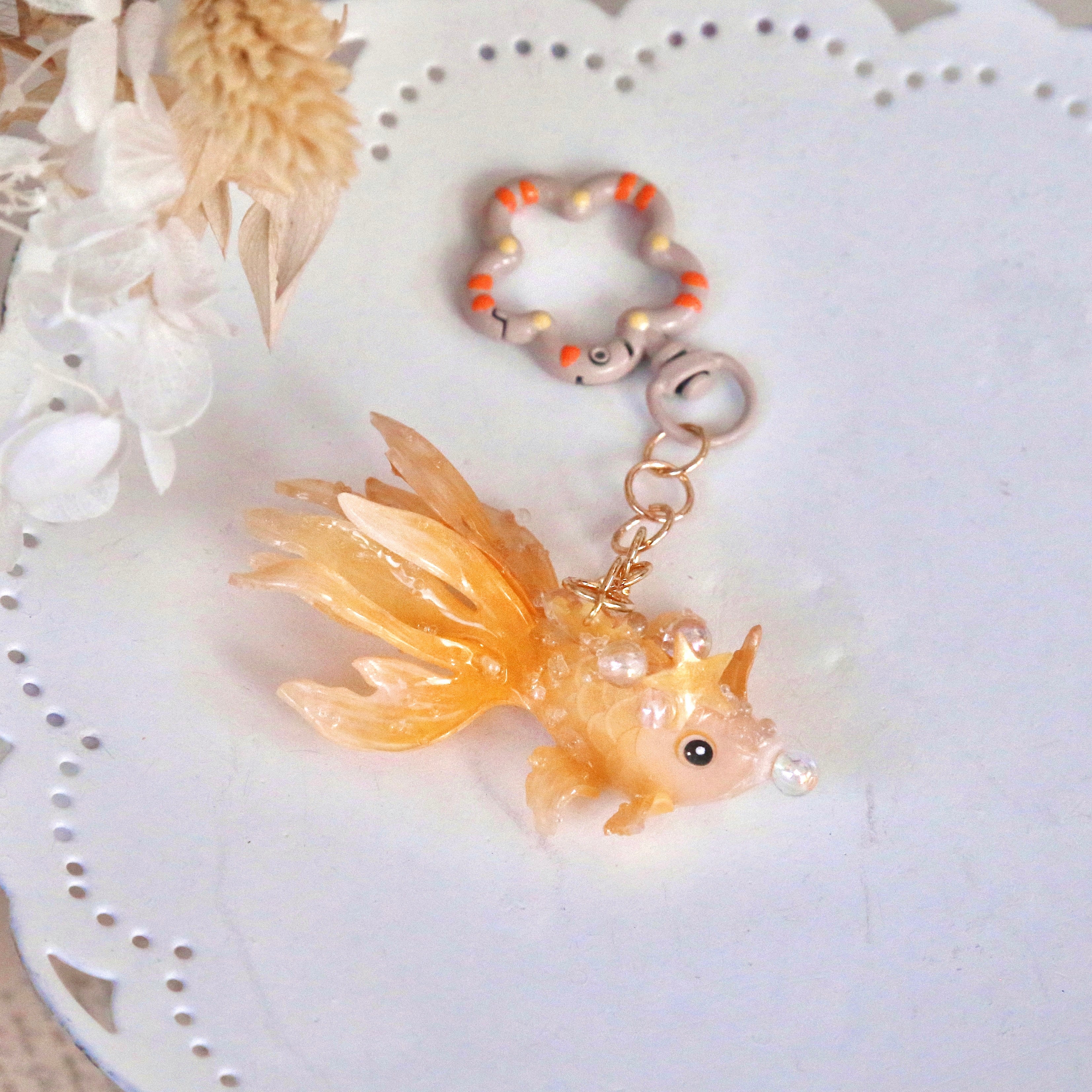 Goldfish Flower Key Charms