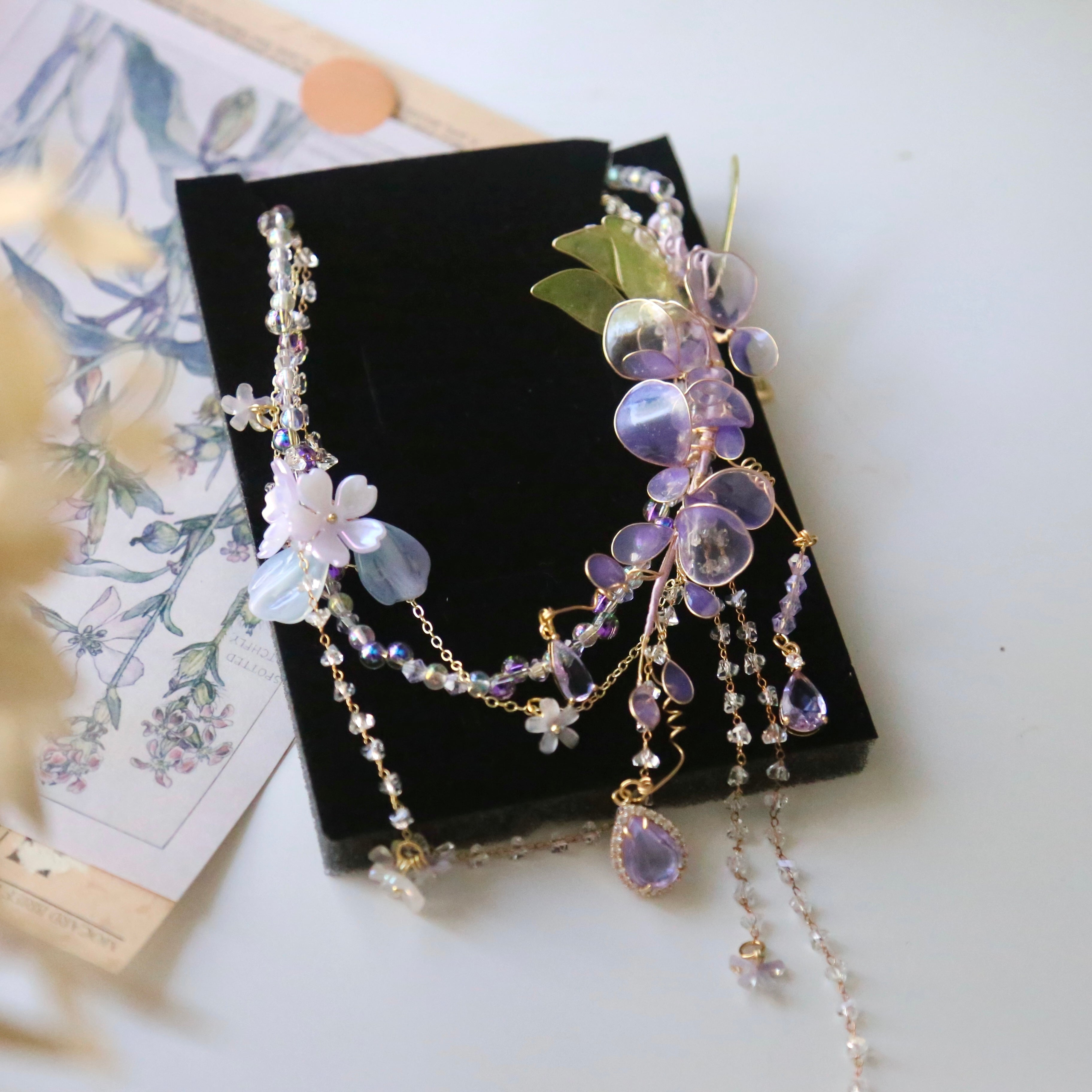 Wisteria Resin Wire-Wrapped Necklace