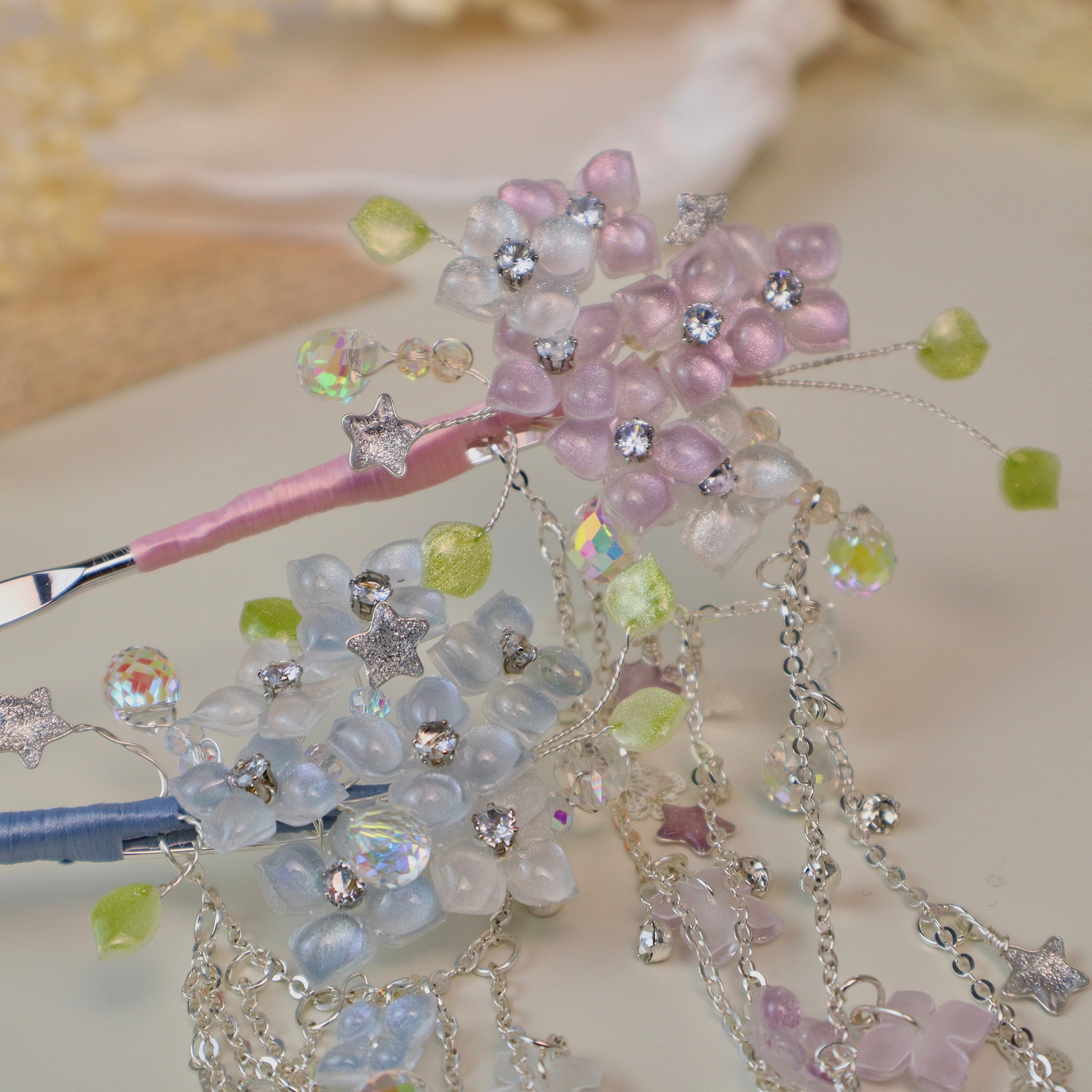 Custom - Hydrangea Tassel Hair Stick