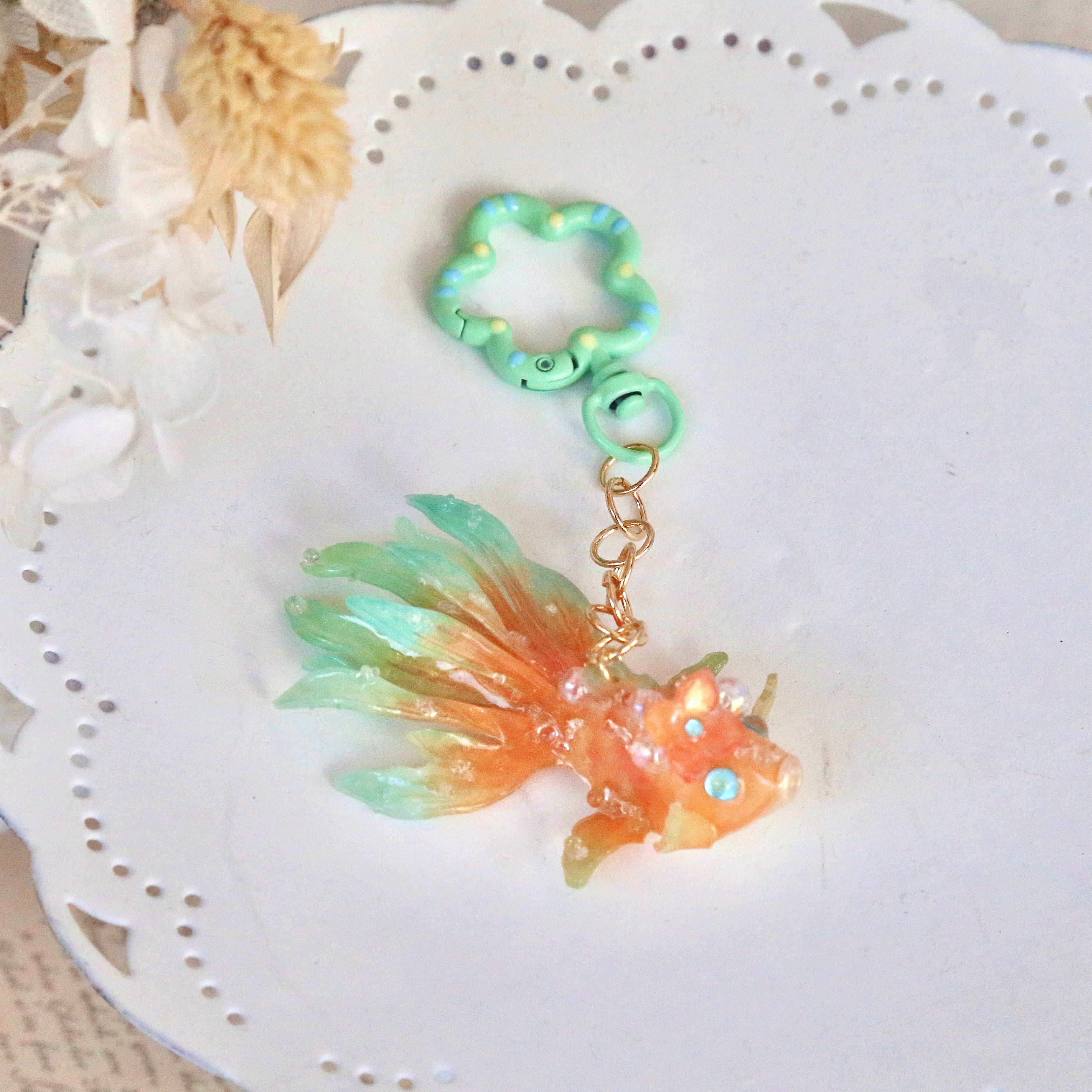 Goldfish Flower Key Charms