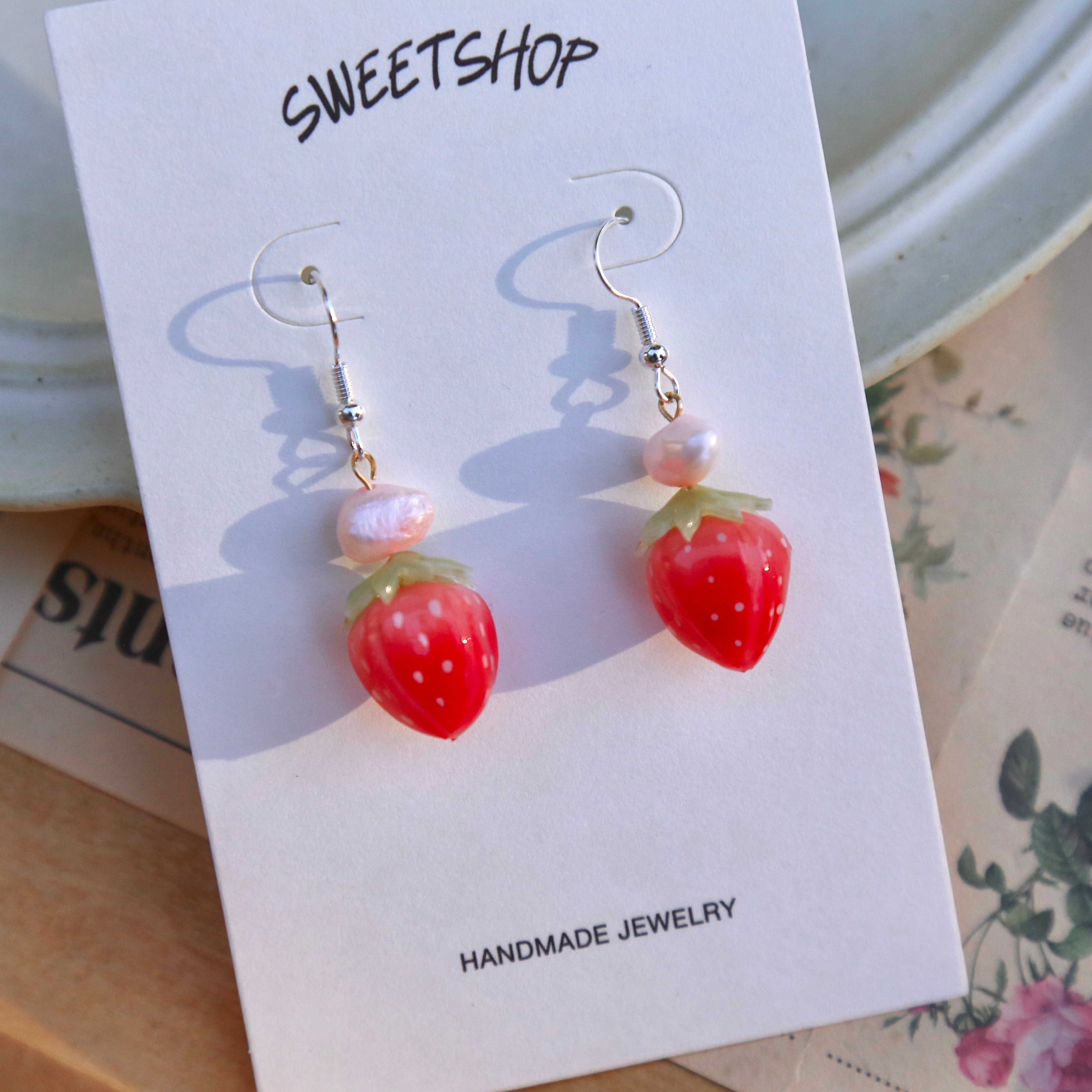 Shrink Plastic Strawberry Earrings