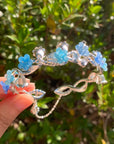 Colorful Flower Bangles - Silver