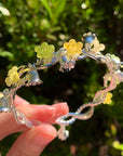 Colorful Flower Bangles - Silver