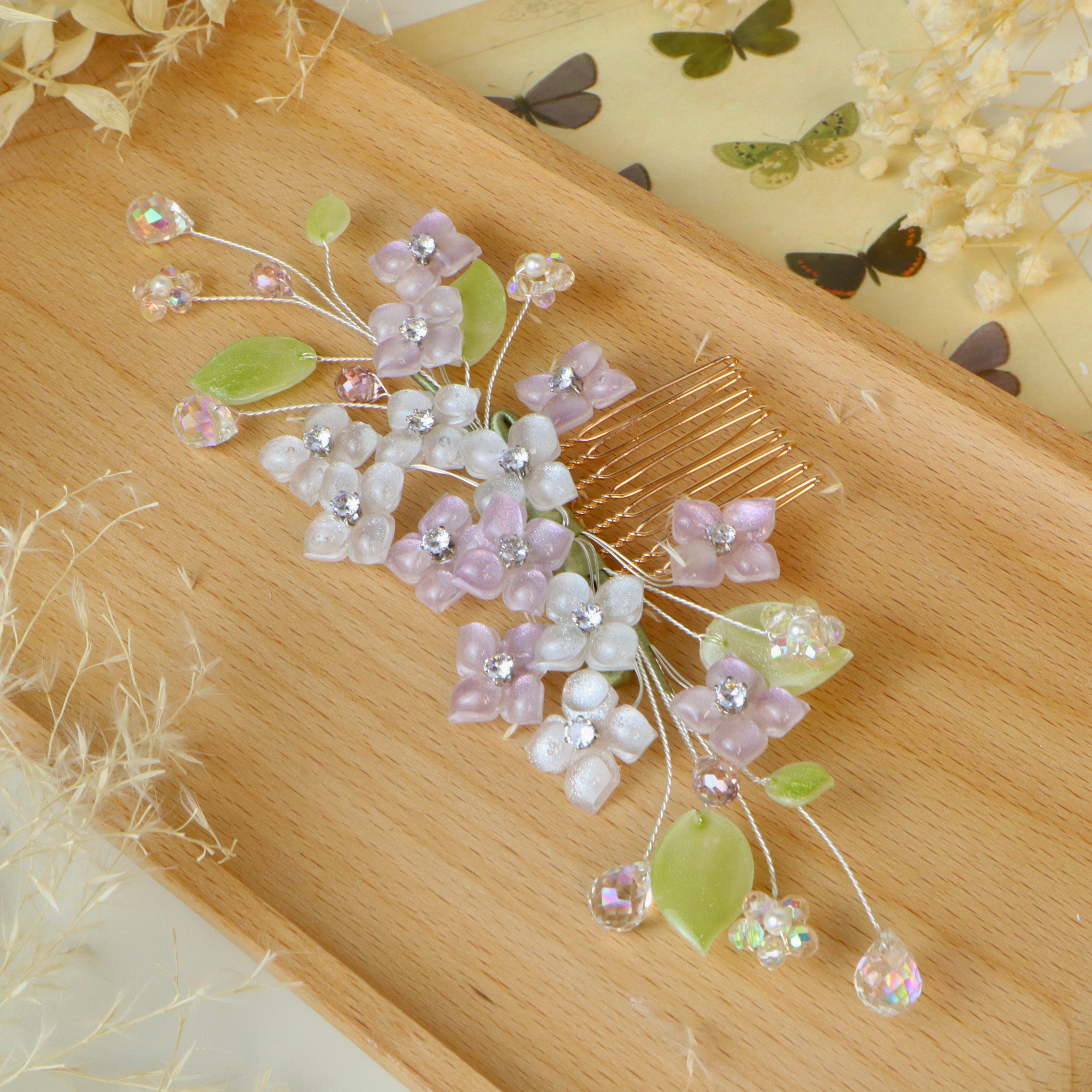 Custom – Hydrangea Floral Hair Comb
