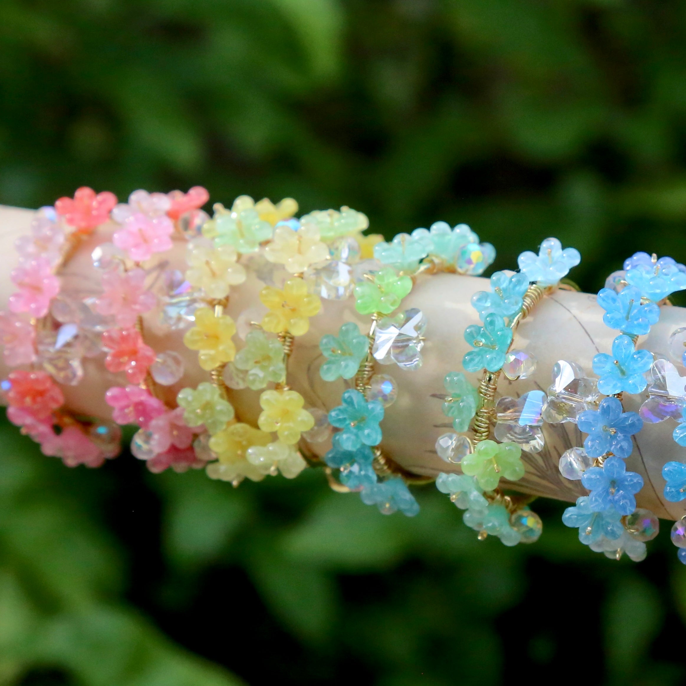 Colorful Flower Hoop Earrings