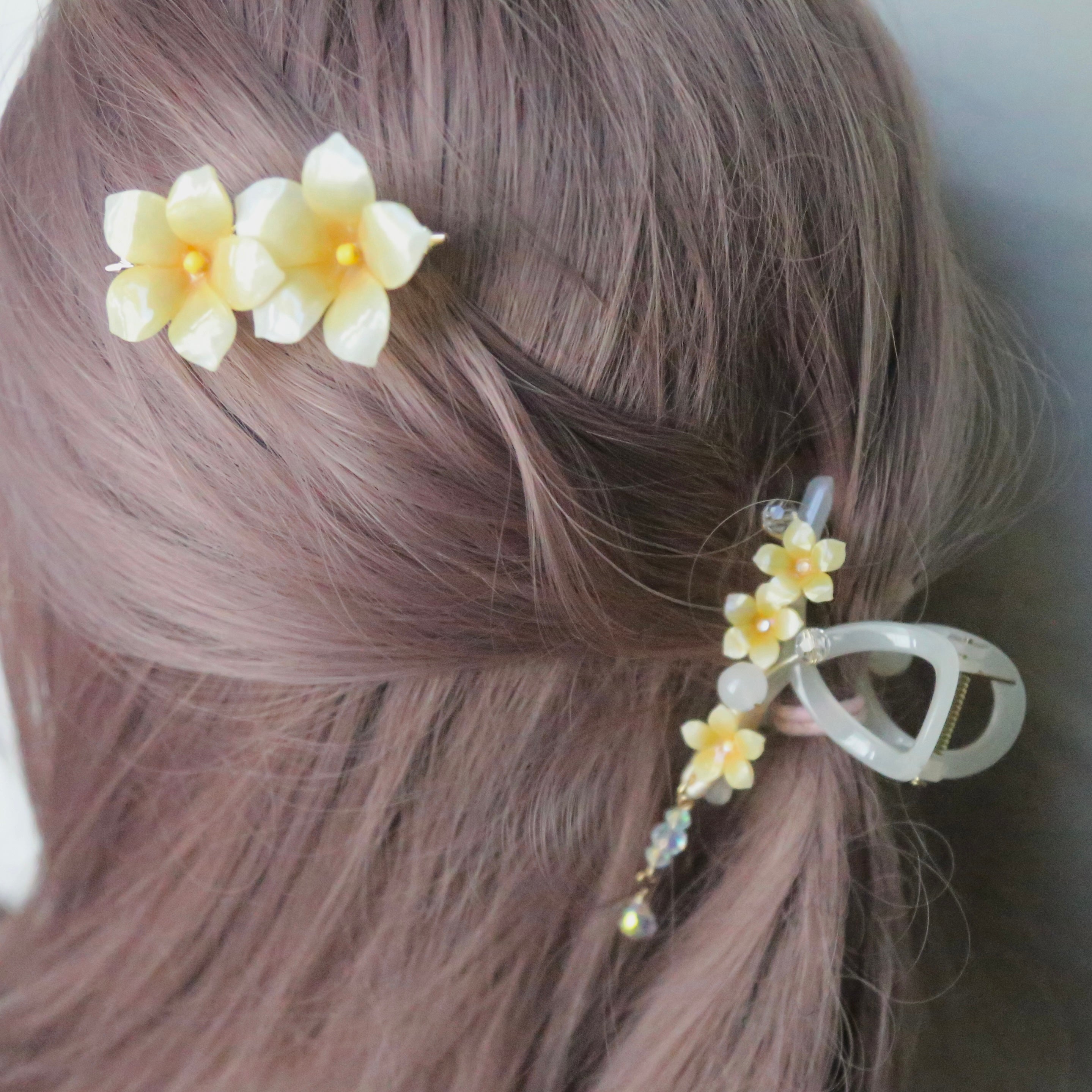 Shrink Plastic Plumeria Hair Clips