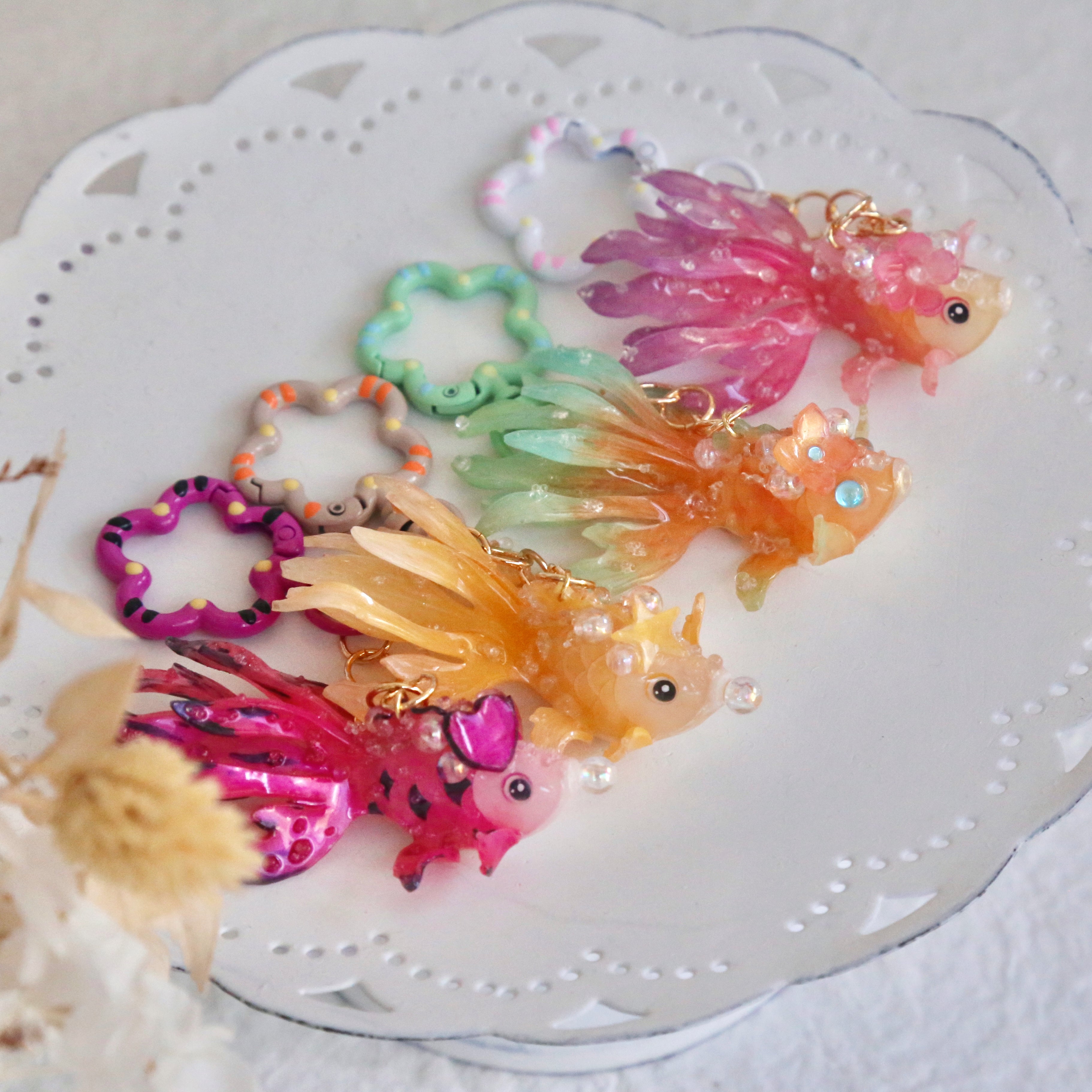 Goldfish Flower Key Charms