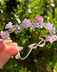 Colorful Flower Bangles - Silver