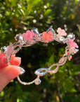 Colorful Flower Bangles - Silver