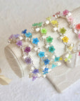 Colorful Flower Bangles - Silver