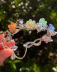 Colorful Flower Bangles - Silver