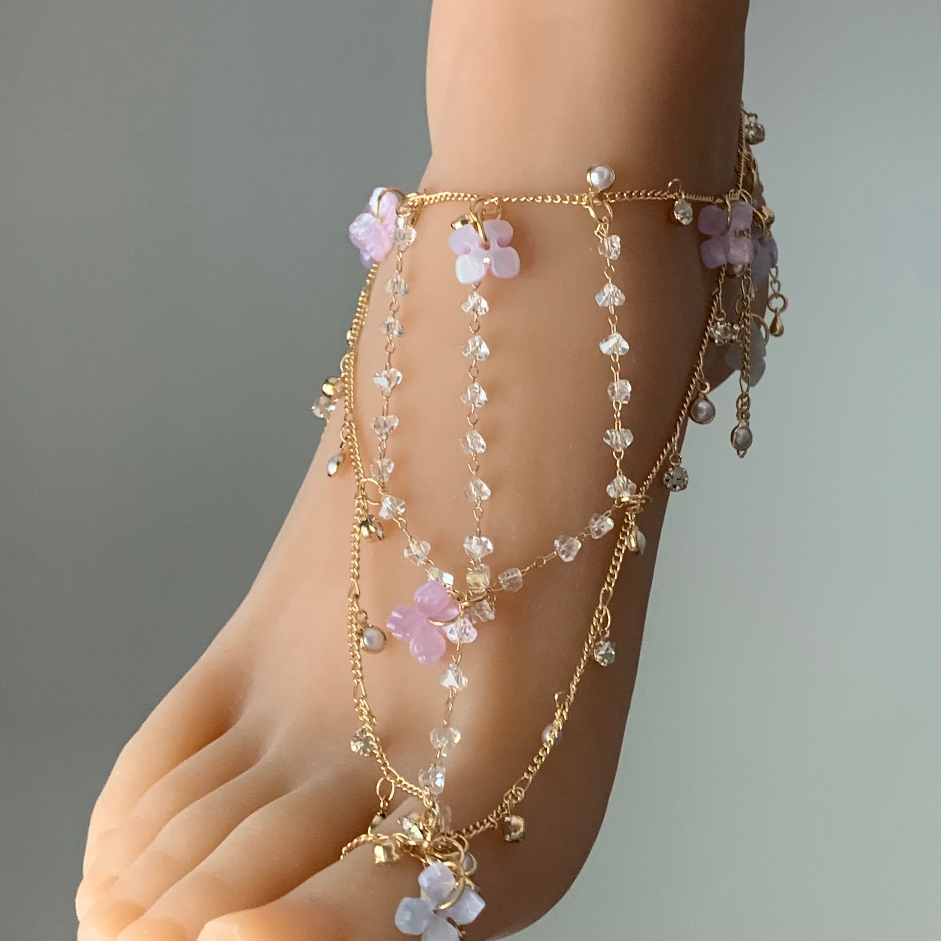 Hydrangea Tassel Anklet