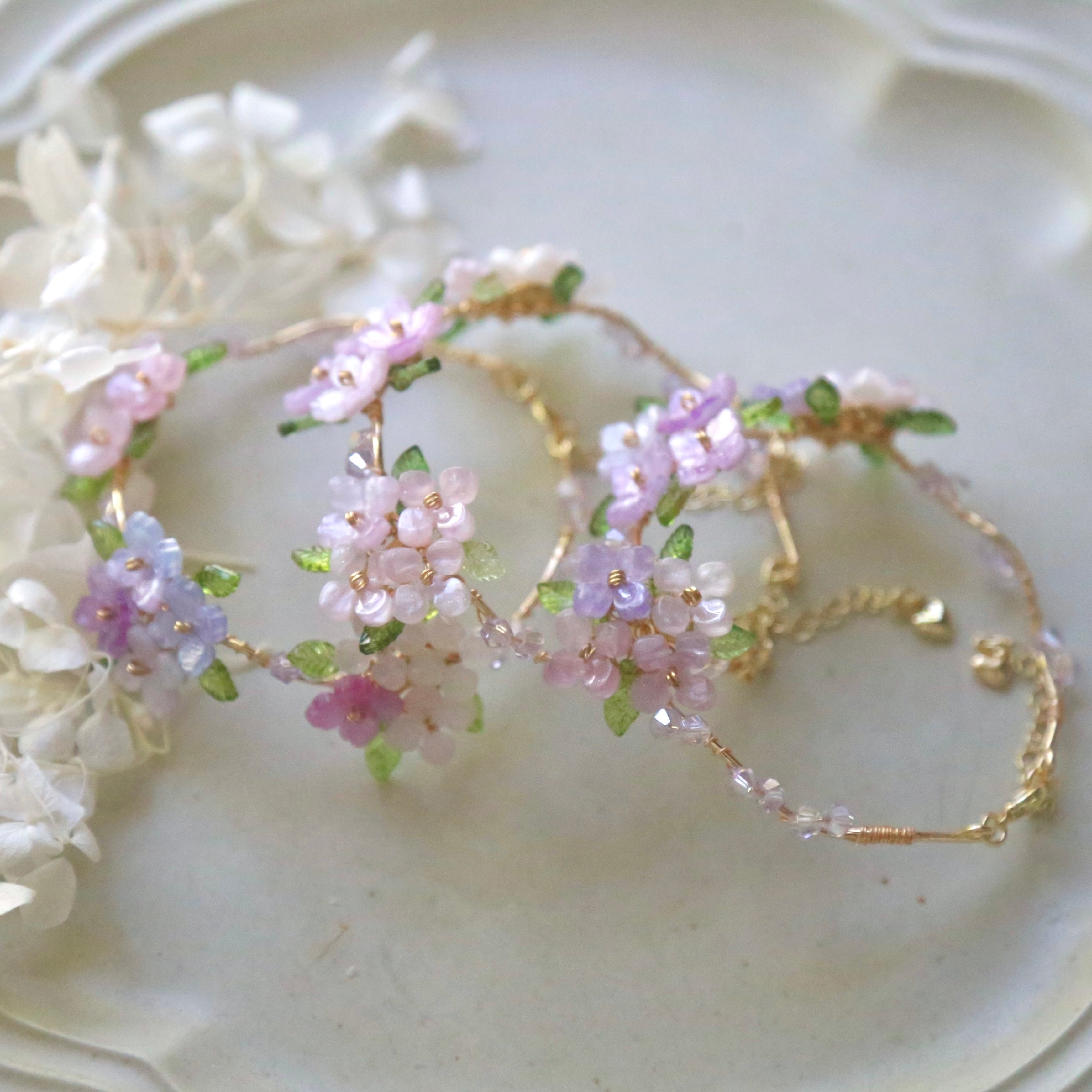 Pink Lavender Hydrangea Bloom Bracelet
