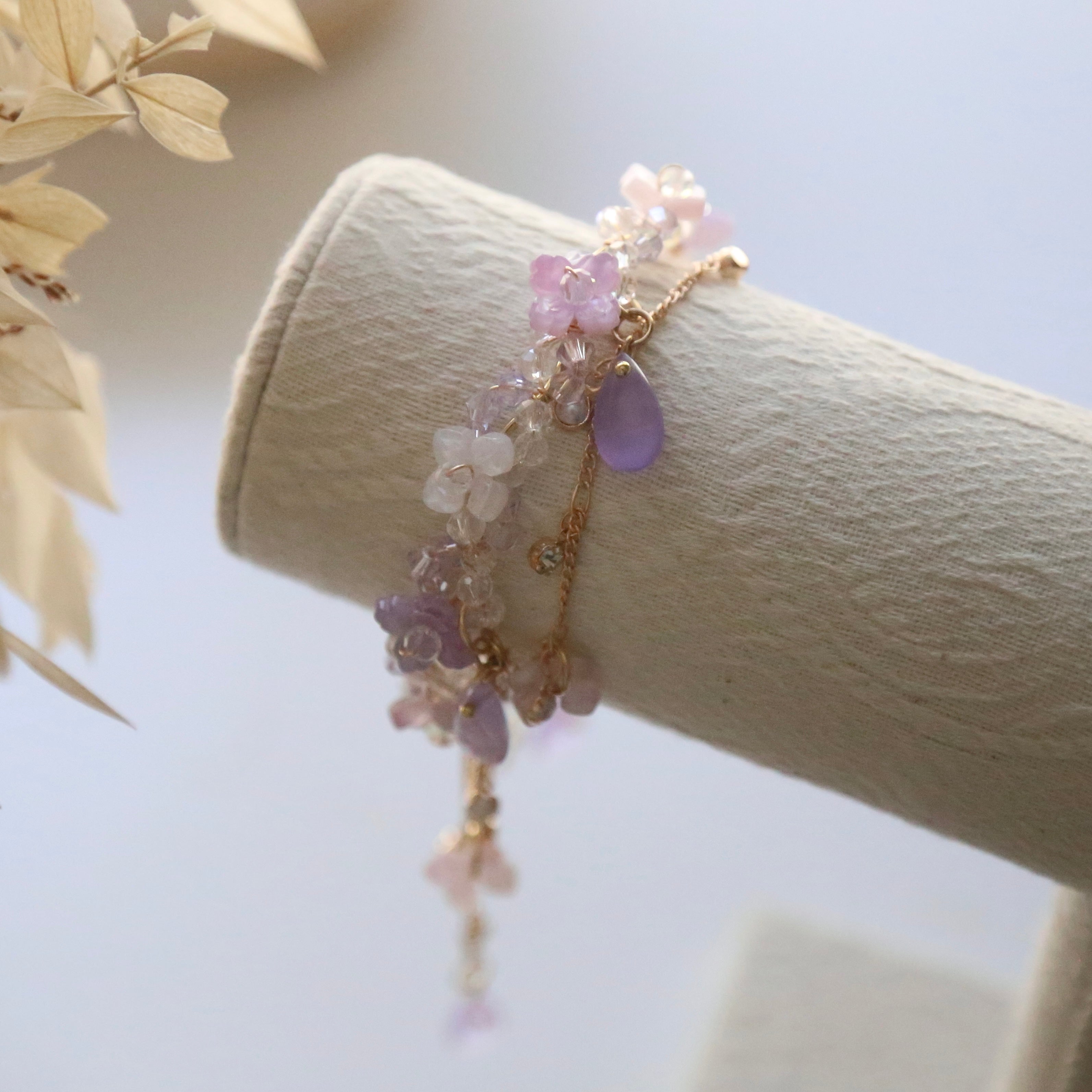 Purple Hydrangea Tassel Bracelet