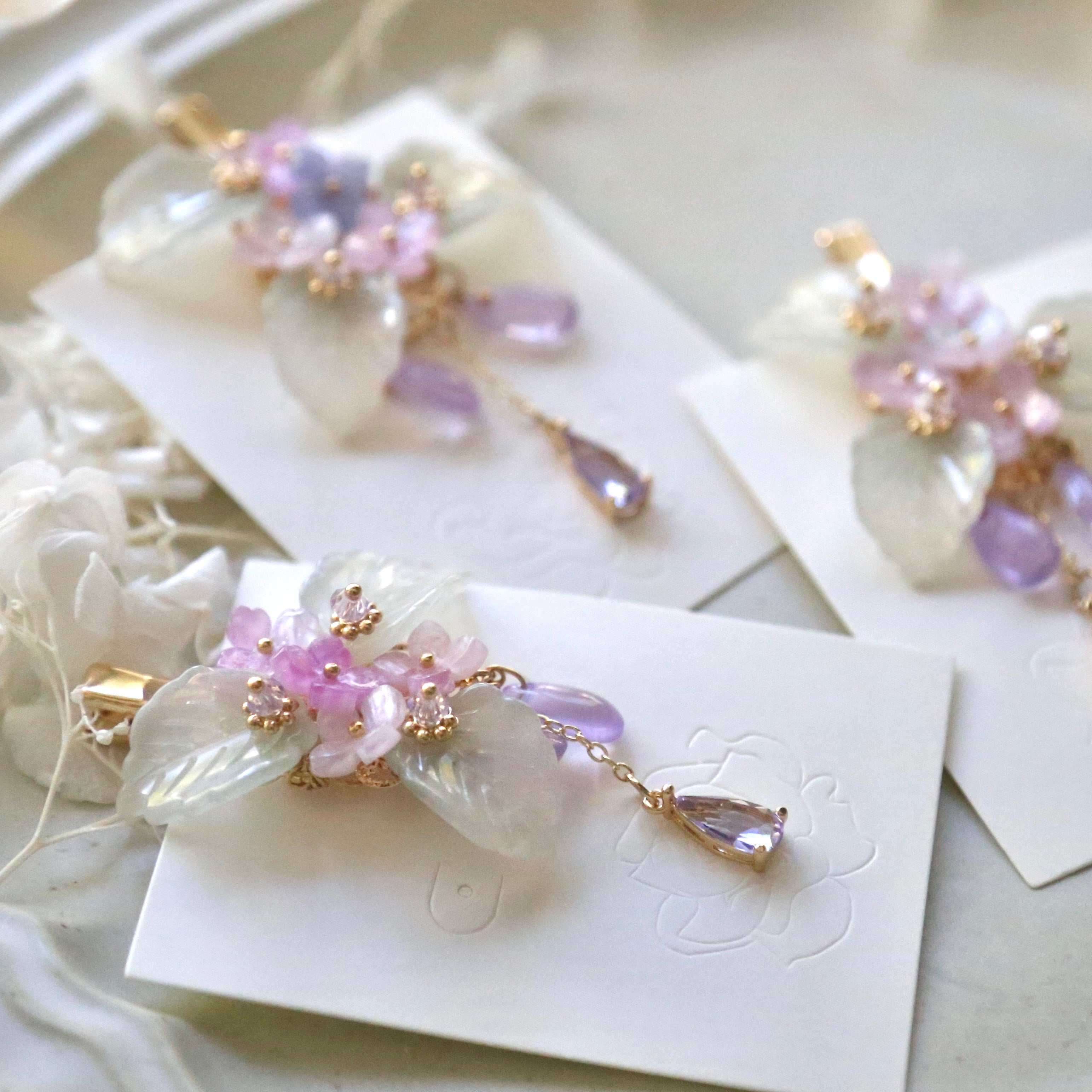 Pink Purple Hydrangea Leaf Hair Clip