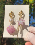 Asymmetric Purple Shell Earrings