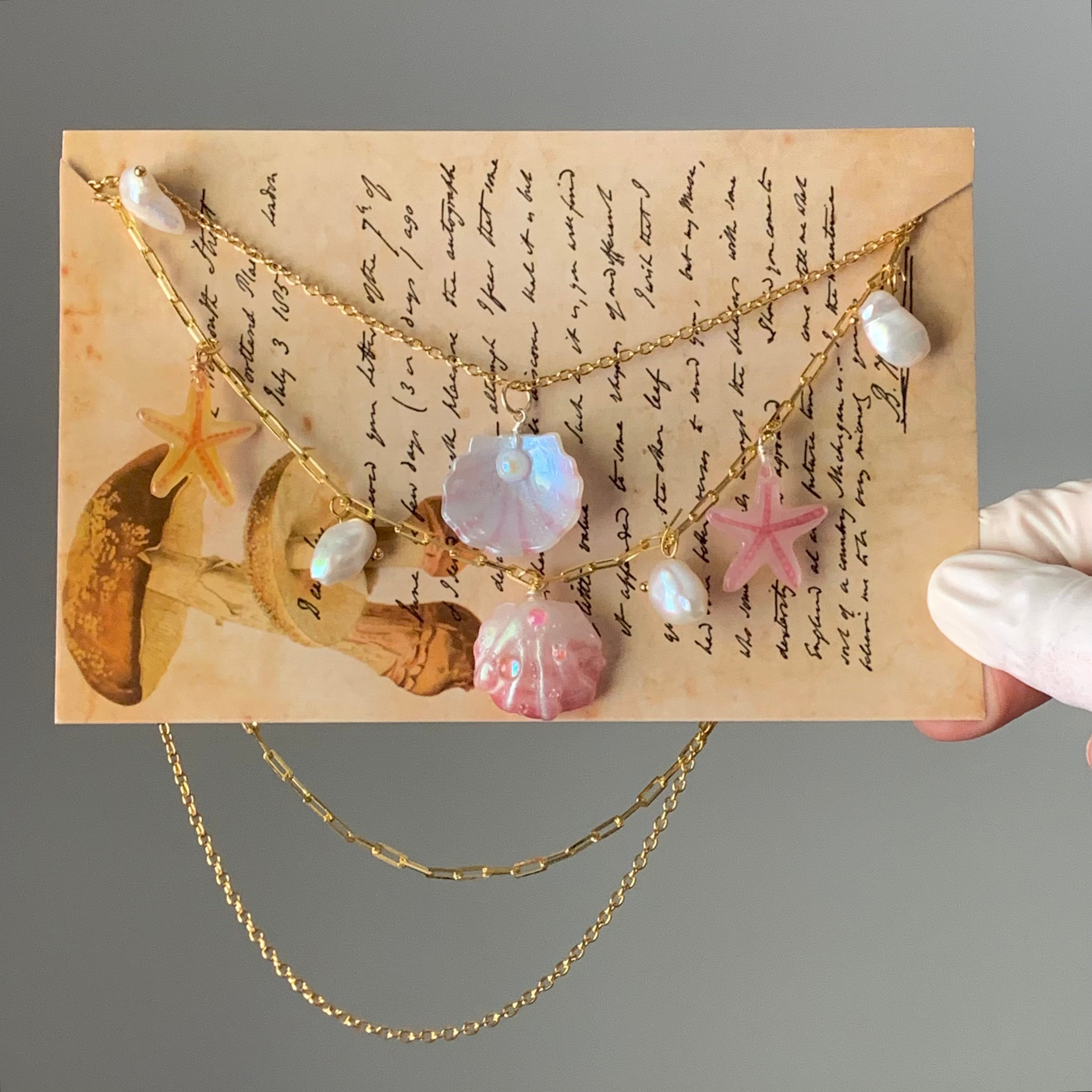 Double-Layer Shell &amp; Pearl Necklace