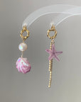 Asymmetric Purple Shell Earrings