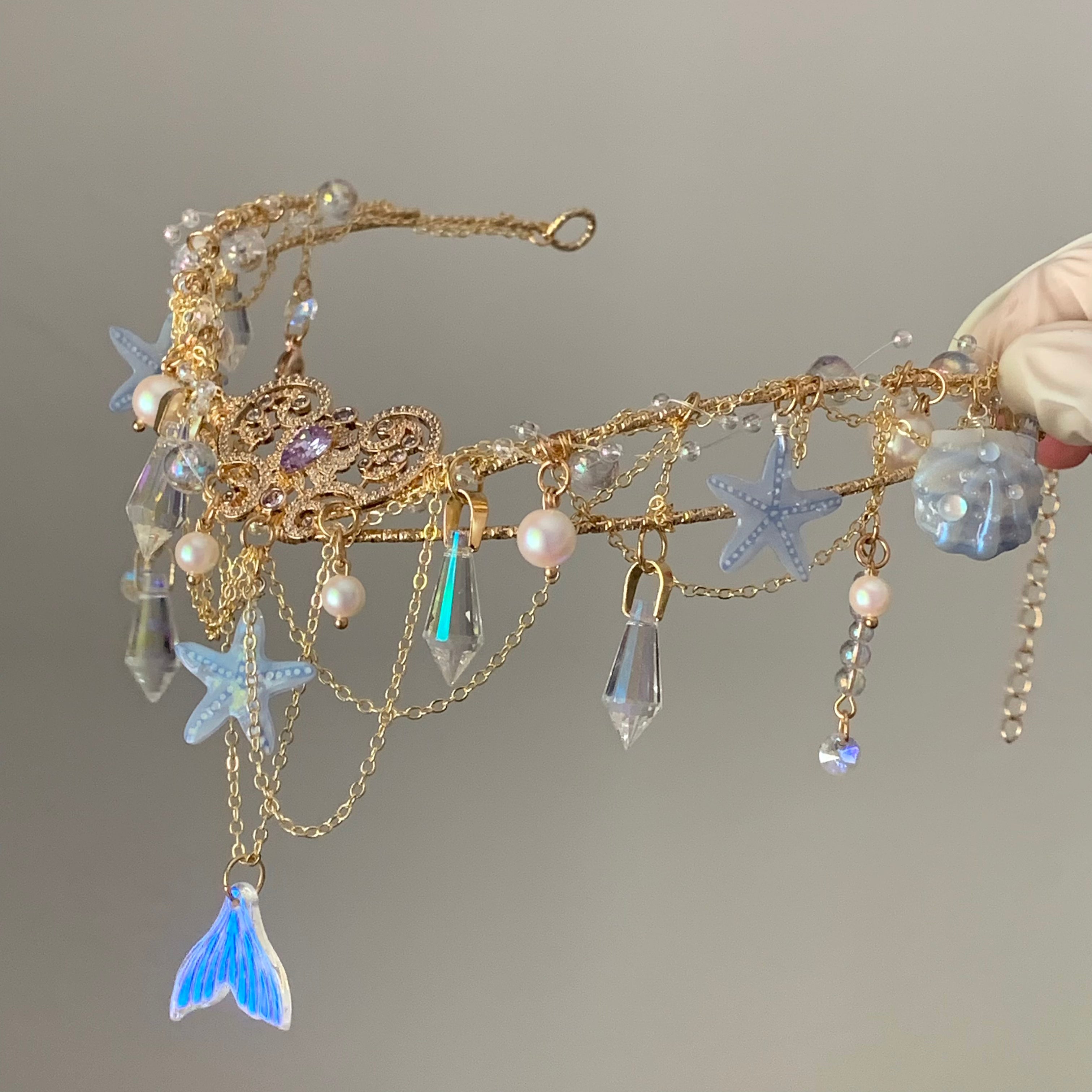 Blue Shell Necklace Hairband